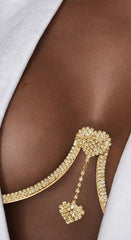 Sensual Glimmer Dangle Heart Bra Chain - Gold