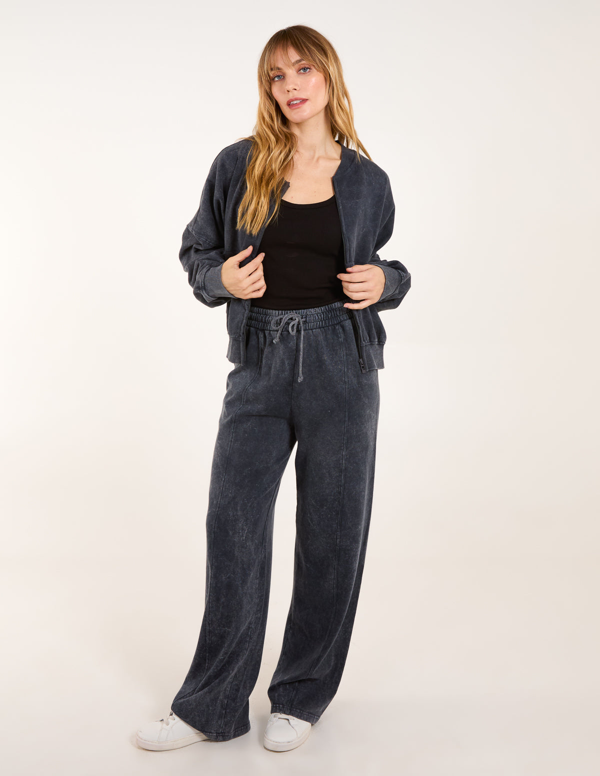 Acid Wash Bomber Jacket & Joggers Set