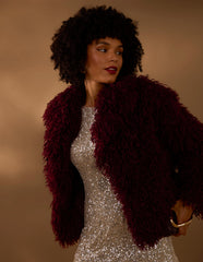 Shaggy Textured Fur Coat