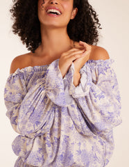 Butterfly Floral Print Gypsy Chiffon Blouse