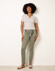 Slim Leg Stretch Denim Scarf Trousers