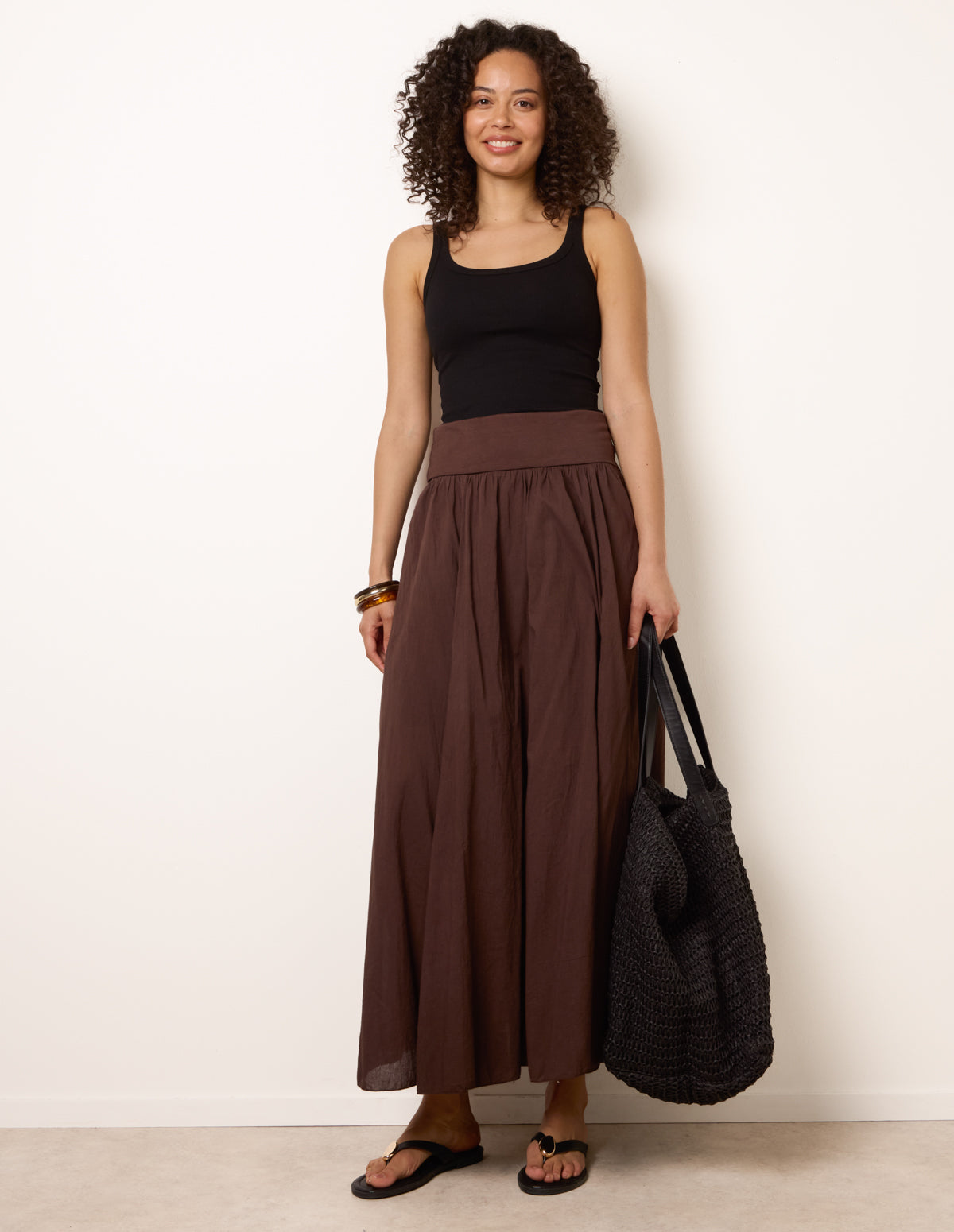 Godet Hem Jersey Waist Skirt