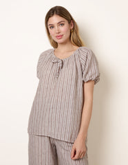 Tie Front Stripe Blouse