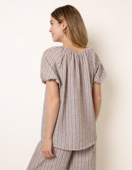 Tie Front Stripe Blouse