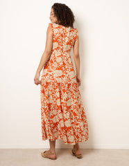 Button Frill Sleeve Dress