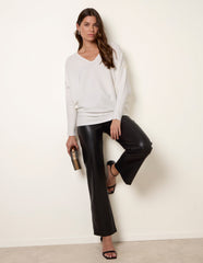 V-Neck Batwing Shoulder Pearl Detailing Jumper