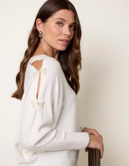 V-Neck Batwing Shoulder Pearl Detailing Jumper