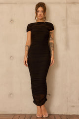 Elysian Mesh Midi Dress - Black