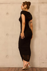 Elysian Mesh Midi Dress - Black
