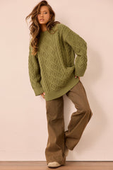 Falling Forward Knit Sweater - Olive
