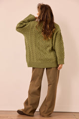 Falling Forward Knit Sweater - Olive