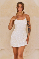 Frosted Kiss Sequin Mini Dress - Cream