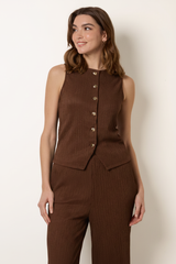 Crew Neck Button Through Vest