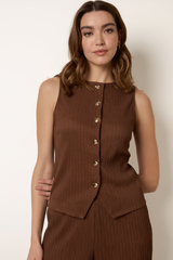 Crew Neck Button Through Vest