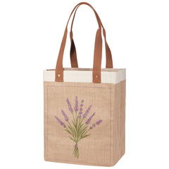 Lavender Large Burlap Shopping Bag