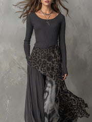 Martina | Long bohemian-style dress with leopard print