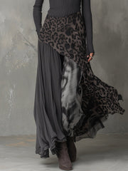 Martina | Long bohemian-style dress with leopard print