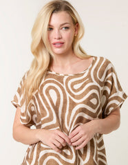 Round Neck Top With Abstract Print