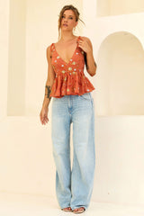 Moonbeam Luxe Sequin Chiffon Top - Orange