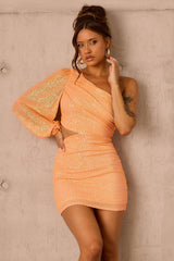 Starry Nights Mini Dress - Neon Orange