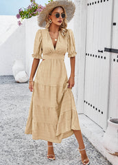 Rhea Tiered Cutout Maxi Dress - Taupe