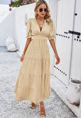 Rhea Tiered Cutout Maxi Dress - Taupe