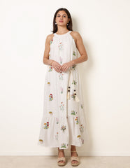 Halter Neck Embroidered Dress