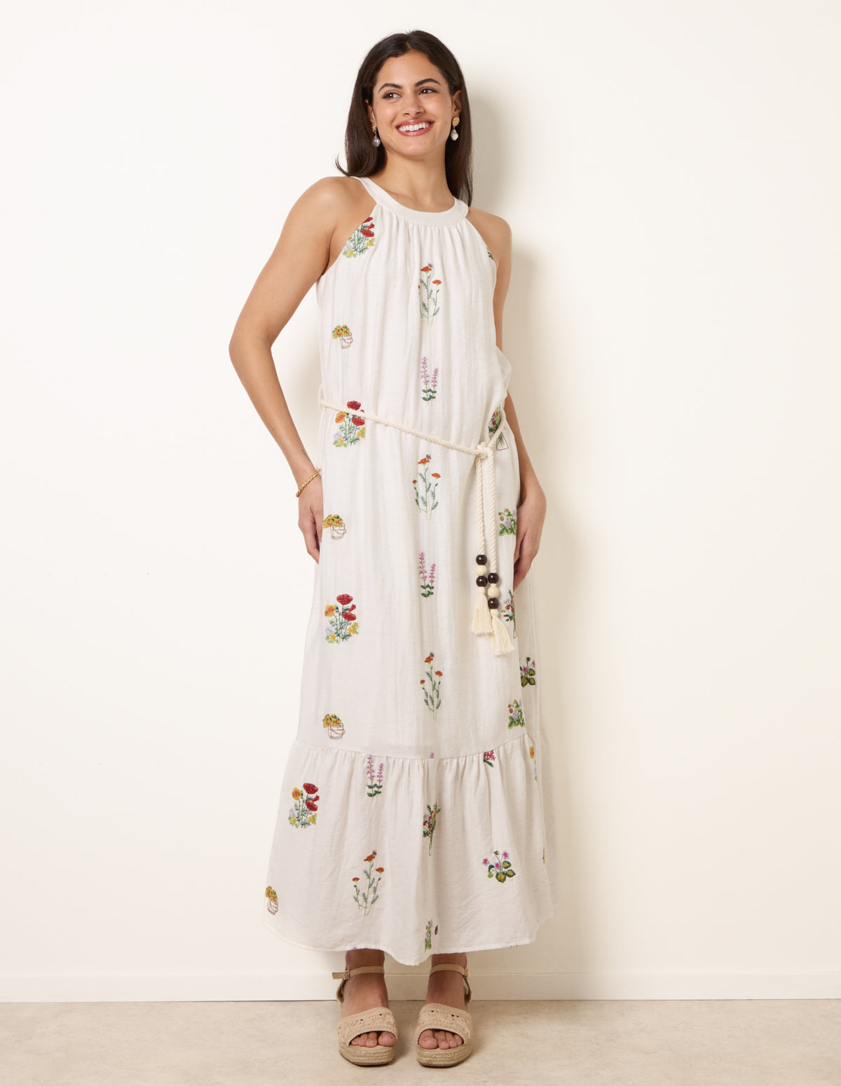 Halter Neck Embroidered Dress