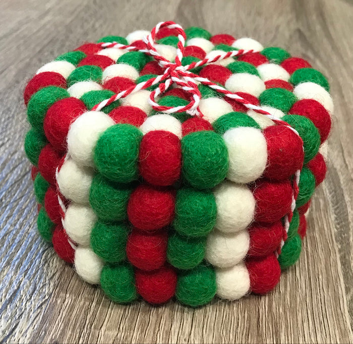 WOOL COASTERS - MERRY & BRIGHT