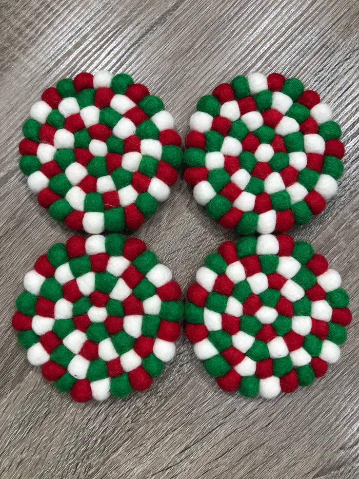 WOOL COASTERS - MERRY & BRIGHT