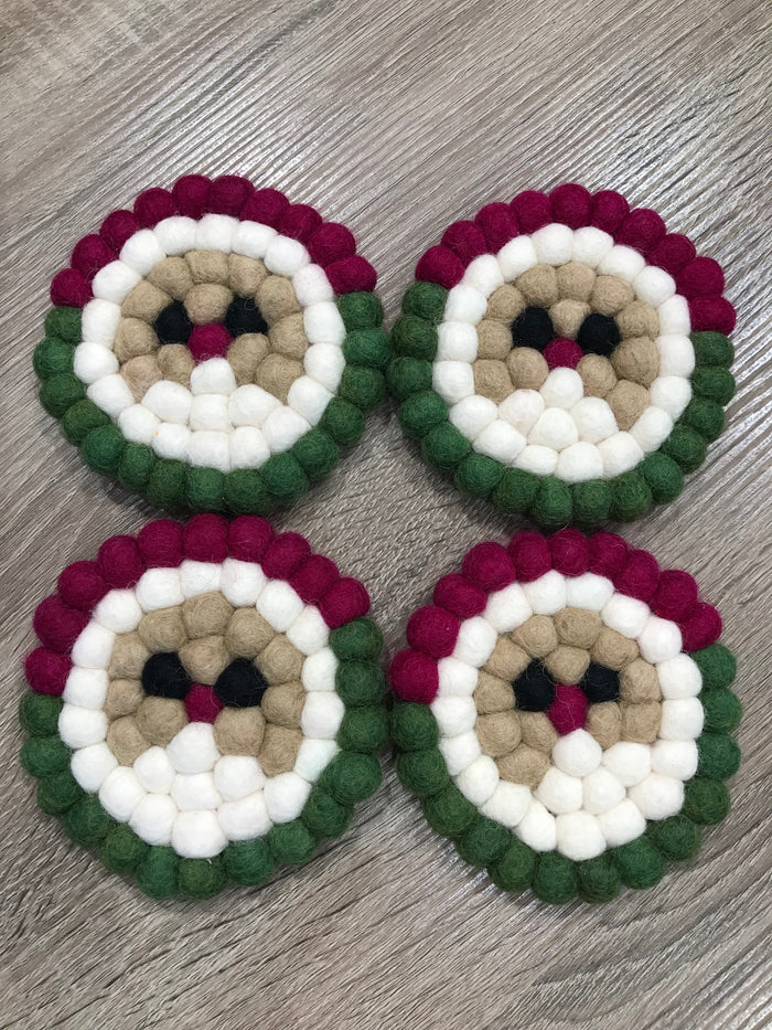 WOOL COASTERS - SANTA