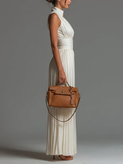 Zsófia Jumpsuit – White Pleated Chiffon • S1