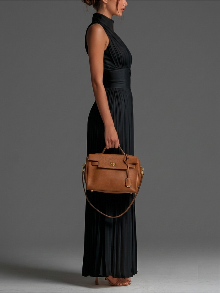 Zsófia Set – Black Pleated Chiffon Set • S2
